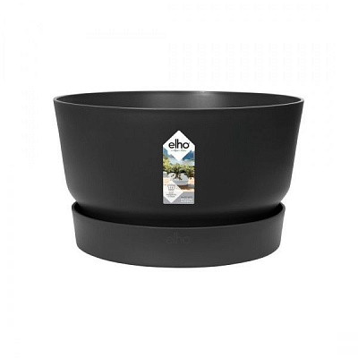 Вазон пластиковий Elho Greenville Bowl 33 см круглий 11,6 л графіт (332365)