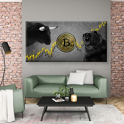 Постер Bitcoin Bulls&Bears 70x140 см Brushme 