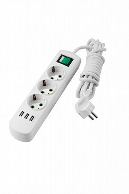 Удлинитель Lezard Letitia с заземлением 3 гн. белый 3 м 721-0303-302U 