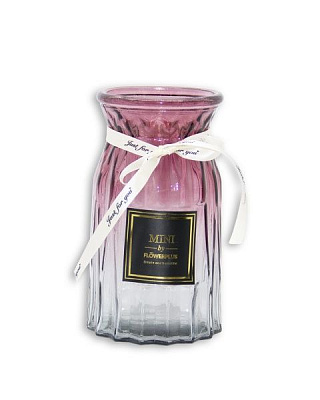 Ваза стеклянная Crystal Nicole 18 см омбре красно-серая YIWU