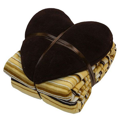 Набор La Nuit Heart Beige плед 140x190 см + подушка 35x35 см 