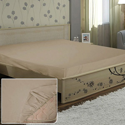 Простынь на резинке 180x200 см кофе с молоком Ярослав 