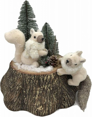 Декорація новорічна Пара білок на пеньку 36x40 см EPI-JM19056