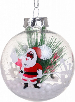 Декоративна підвіска Куля з декором 8 см прозорий NY21105