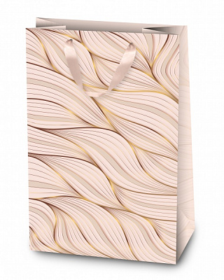 Пакет подарочный 47х32х15 пудровый с волнами