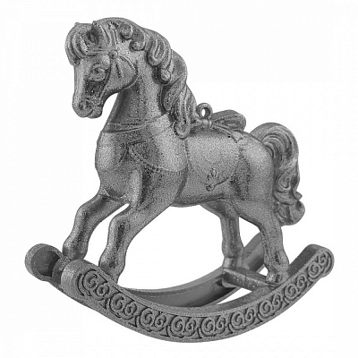 Прикраса новорічна MIS LT Коник-гойдалка 12 см срібний