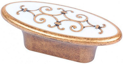 Мебельная ручка D 24134.32 44481 32 мм античная бронза/белая эмаль Bosetti Marella