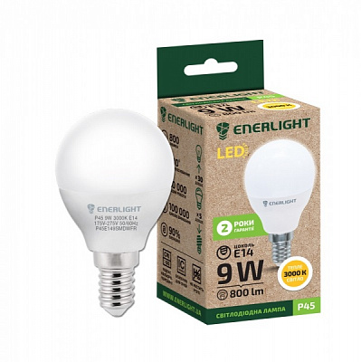 Лампа світлодіодна Enerlight 9 Вт P45 матова E14 220 В 3000 К P45E149SMDWFR