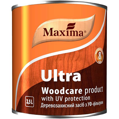 Декоративний та захисний засіб для деревини Maxima Ultra горіхове дерево глянець 2,5 л