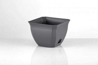 Горшок пластиковый NOLEKS с подставкой Луна 26х26 см квадратный 8,8 л антрацит 