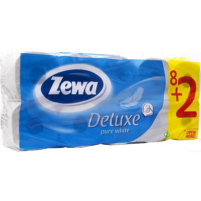 Бумага туалетная Zewa Deluxe Pure 8+2 шт