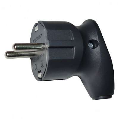 Электровилка угловая Neomax NX1105 с заземлением 220В 16А IP20 пластик черный