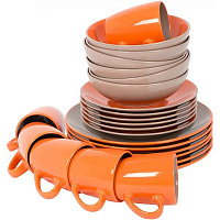 Сервіз столово-чайний Due mocco-orange 24 предмети на 6 персон Bella Vita