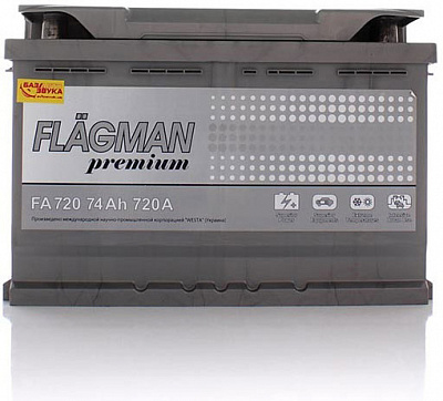 Аккумулятор автомобильный Flagman 6СТ-74 АзЕ Premium 74Ah 720A 12V «+» справа