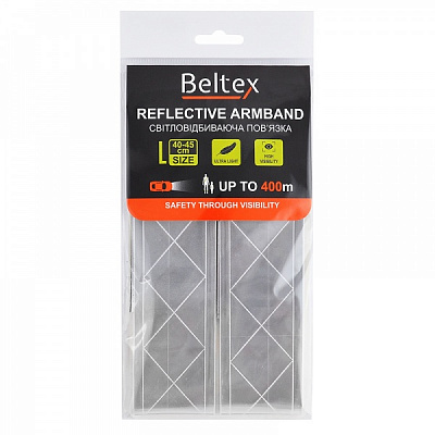 Повязка нарукавная светоотражающая Beltex L-size 40-45 см серая