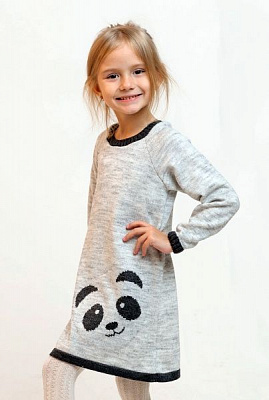 Туніка для дівчаток ART KNIT Панда р.98-104 світло-сірий