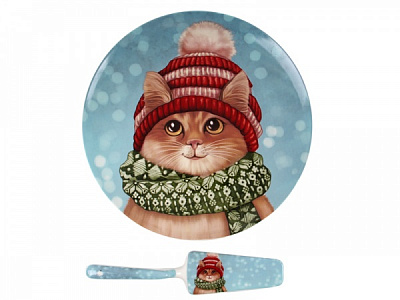 Блюдо для торта с лопаткой Муркотик НР 27 см 924-646 Lefard 