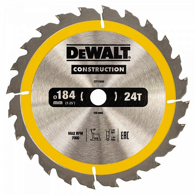 Пиляльний диск DeWalt DT1939 184x16x1,7 Z24 DT1939