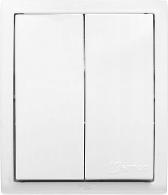 Выключатель двухклавишный Simon Aquarius без подсветки 10 А 250В белый AQW5/11