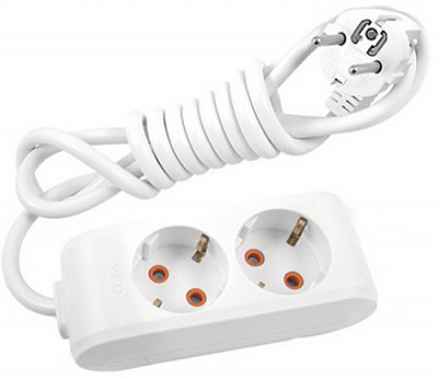 Удлинитель Viko 16 А 230 В с заземлением 2 гн. белый 2 м 90114202 