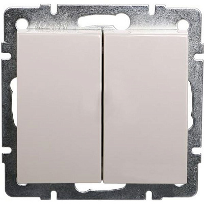 Выключатель двухклавишный Lezard Rain без подсветки 220В крем 703-0388-101