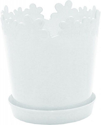 Горшок пластиковый Алеана Лютик круглый 0,9л белый (115058) 