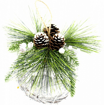 Декоративна підвіска Meizhou Huafu Trading Омела ротангова з декором з хвої та шишок 20 см W01-1315/53