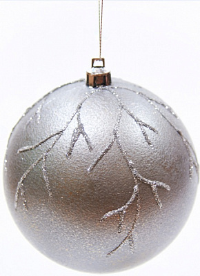 Куля новорічна Іскра 80 мм срібло 7831