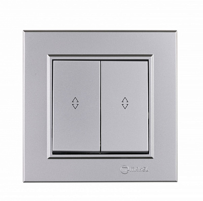 Выключатель проходной двухклавишный Makel Karea без подсветки серебро 56065026