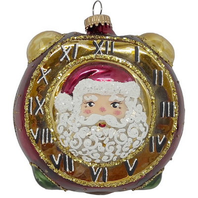 Игрушка на елку Будильник с Сантой разноцветный 2072-1