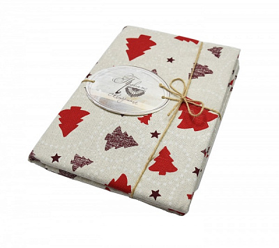 Скатерть Christmas tree 120x136 см бежево-красный Прованс 