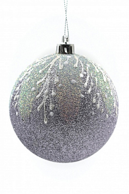 Шар новогодний Крилья 100 мм серебро 7107