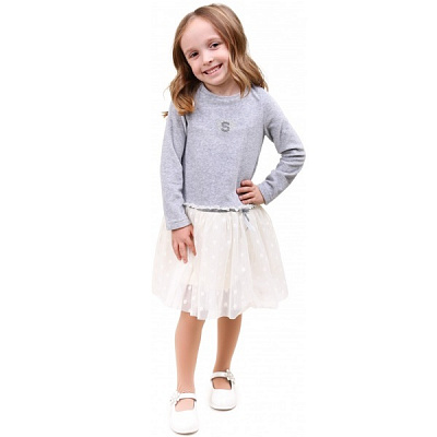 Платье Sasha 4746 р.116 серый/молочный 