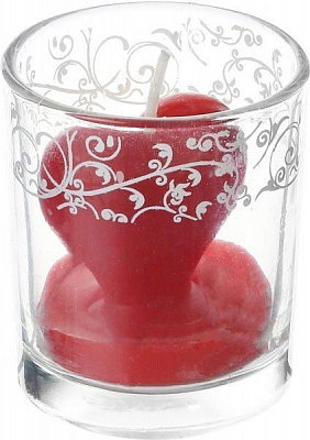 Свічка Серце у склянці з декором 100780