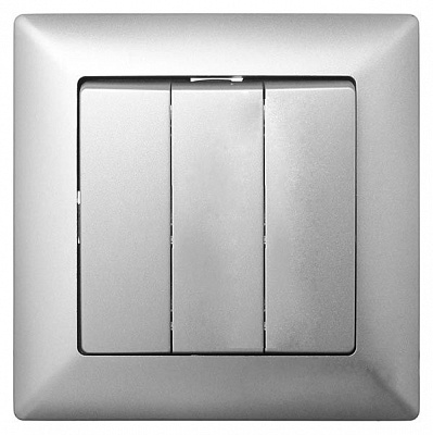 Вимикач триклавішний Gunsan Visage без підсвітки 16 А 250В срібний VS 28 15 160