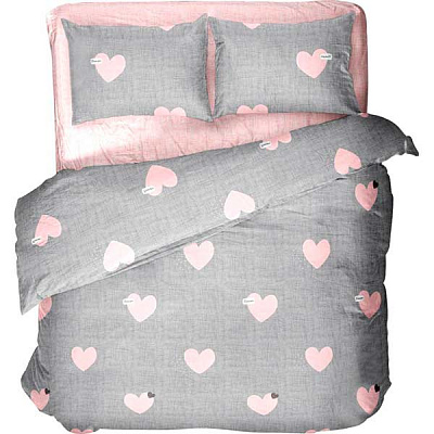 Комплект постільної білизни Sweet heart's 2 сірий із рожевим La Nuit