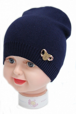 Шапочка дитяча для хлопчиків Kraft+ р.46-48 темно-синій 1416