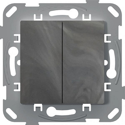 Выключатель двухклавишный Plank Electrotechnic Classic/Nordic антимикробный без подсветки 10 А 220В базальт PLK0120731