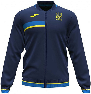 Джемпер форми збірної України 2021 Joma FED. FUTBOL UCRANIA FULL ZIP SWEATSHIRT AT102377A339 р. S темно-синій