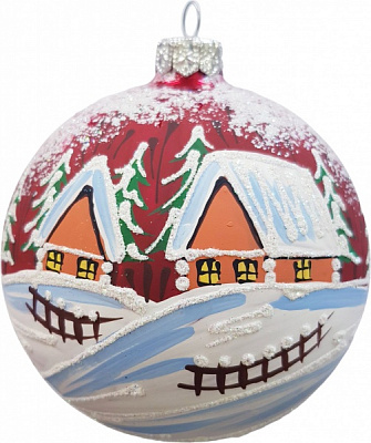 Куля новорічна Юріта Пейзаж d 110 мм червоний 100357M