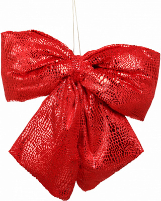 Декорація новорічна бант блискучий 34x32 см червоний LX2025-0392