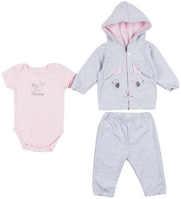 Комплект Фламінго для дівчинки 3 предмети сіро-рожевий р.74 132-325