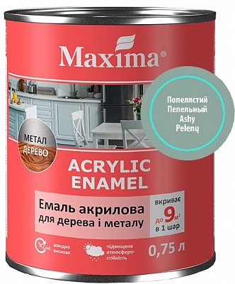 Акваэмаль Maxima акриловая для дерева и металла пепельный шелковистый мат 0,75л