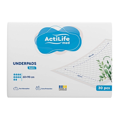 Пеленки одноразовые ActiLife Med Basic 30 шт. 60х90 см белый