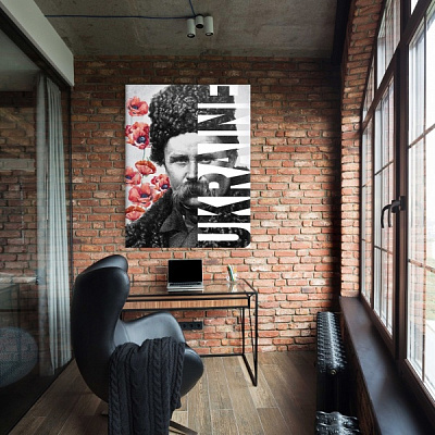 Постер Тарас Шевченко with Ukraine 90x120 см Brushme