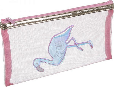 Пенал шкільний Фламінго сіточка рожевий із малюнком