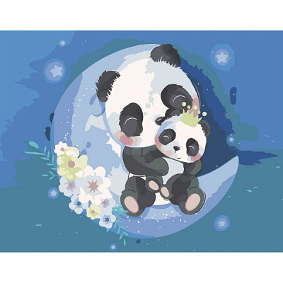 Раскраска по номерам Strateg Пандочки на луне 30х40 см SS-6402