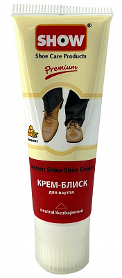 Крем-блеск SHOW для обуви бесцветный 75 мл прозрачный