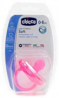 Пустышка Chicco Пустышка Chicco Physio Soft силиконовая от 0 до 6 мес 1шт (22205757)