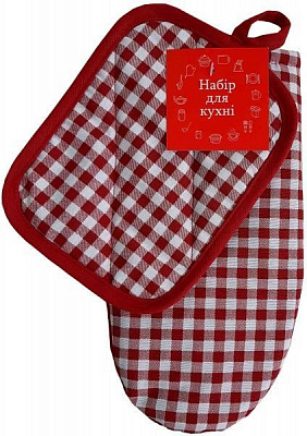 Набор кухонный Клеточка бордо 16x36 см Прованс 